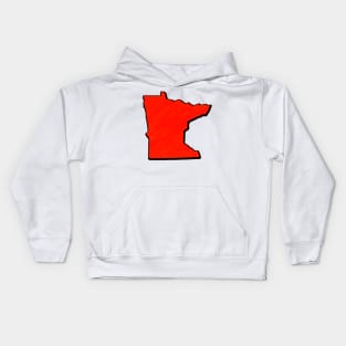 Bright Red Minnesota Outline Kids Hoodie